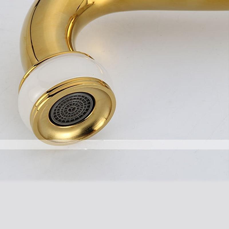 Bathroom Sink Faucet Ultra Faucets Euro Collection Gold with Stone Single Handle - One Hole Tall Body Deck Mount Lavatory Vessel Sink Faucet With Curved Spout 2025 - CAD $199.99 –P3