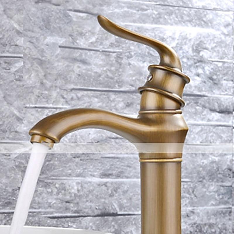 Brass Bathroom Sink Faucet,Waterfall Antique Brass Widespread Water Flow Single Handle One Hole Bath Taps with Hot and Cold Switch 2025 - CAD $95.99 –P3
