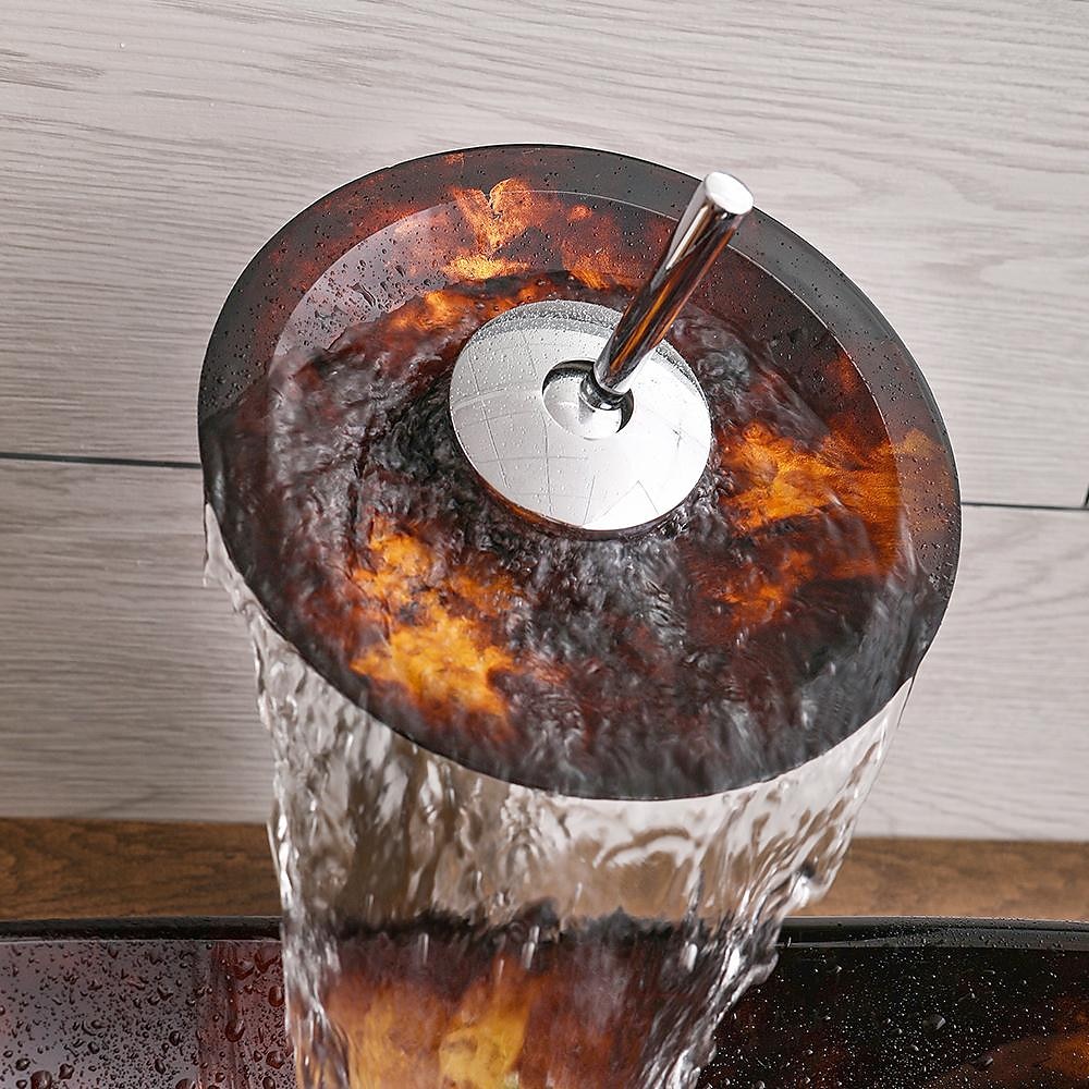 Bathroom Vessel Sink with Faucet Mounting Ring and Pop Up Drain Round Bowl BasinBrown 2025 - CAD $398.99 –P3