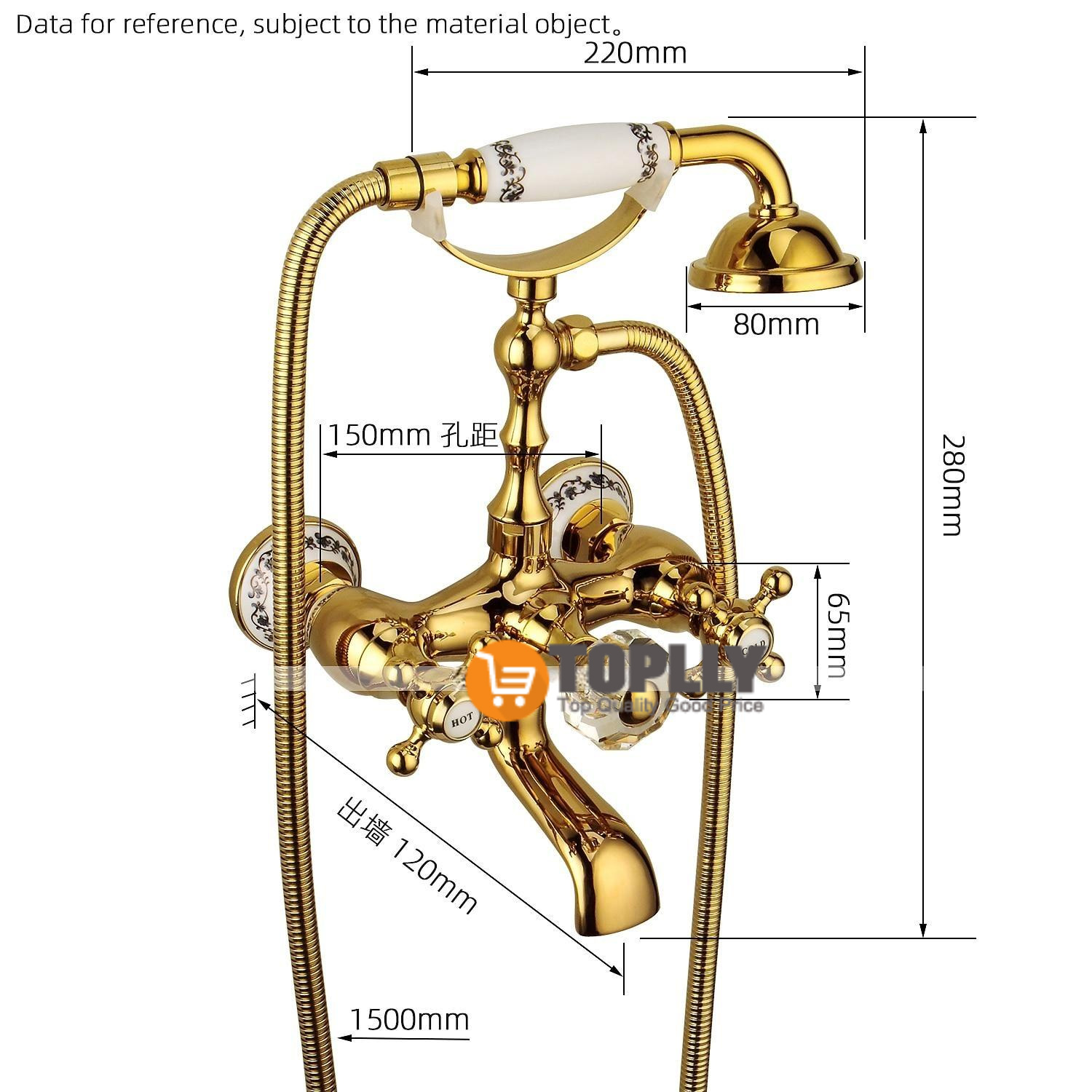 Bathtub Faucet Mixer Tap Telephone Style Luxury Golden Polish With Sprayer Hand Shower Rotate Spout tub Hot and Cold Water 2025 - CAD $239.99 –P2