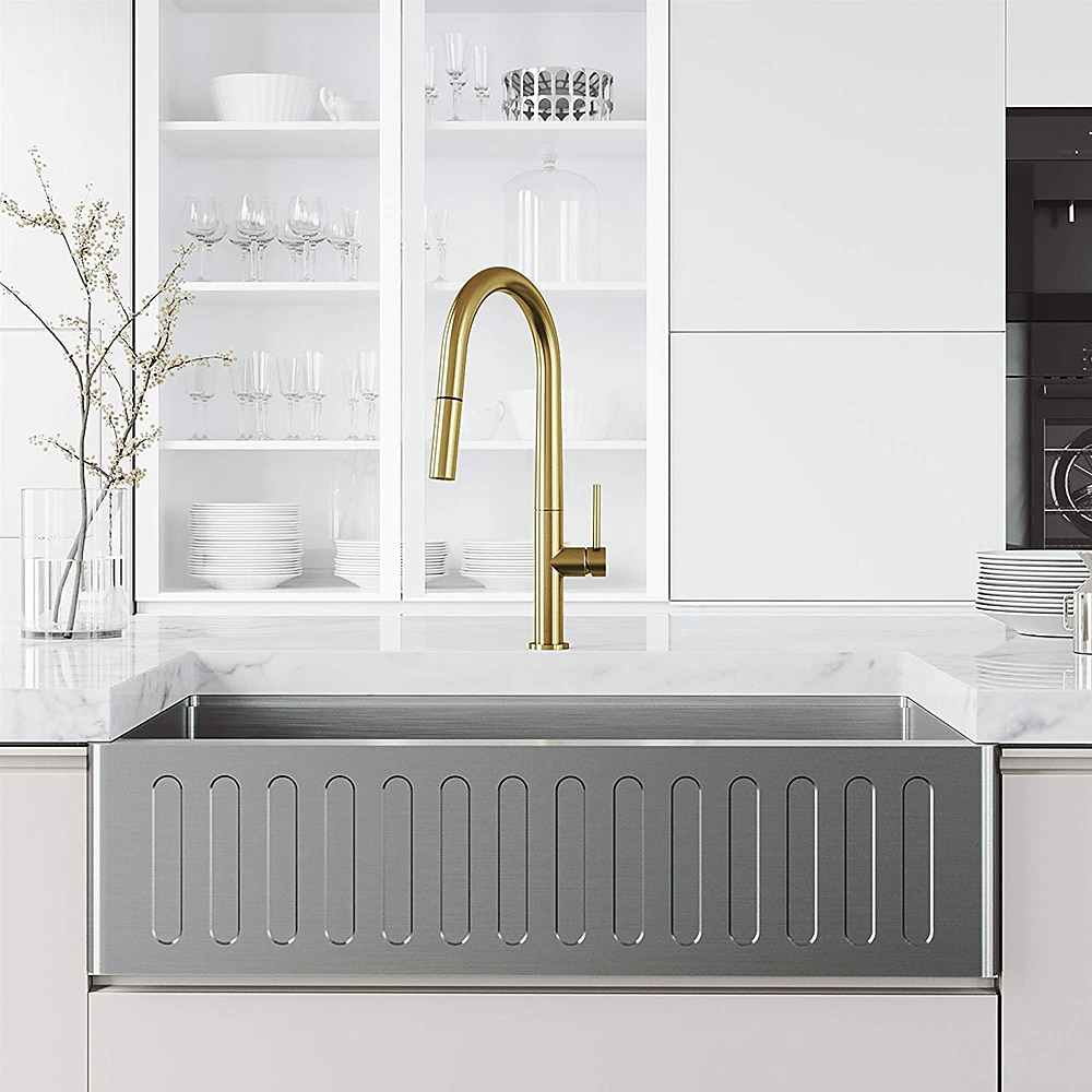 Kitchen FaucetRotatable Pull-out/Pull-down Brass High Arc Nickel Brushed/Painted Finishes Single Handle One Hole Kitchen Taps with Hot and Cold Switch 2025 - CAD $151.99 –P10