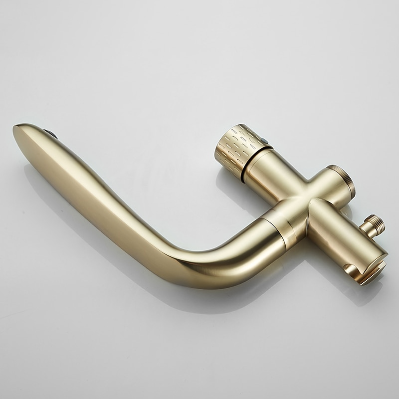 Bathtub Faucet Floor Mount Freestanding Tub Filler Brass High Flow Shower Faucets with Handheld Shower Mixer Taps Swivel Spout(Gun Grey/Brushed Golden) 2025 - CAD $398.99 –P4