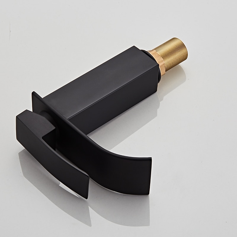 Waterfall Bathroom Sink Mixer Faucet Tall Short, Mono Wash Basin Single Handle Basin Taps, Washroom with Hot and Cold Hose Monobloc Vessel Water Brass Tap Deck Mounted Golden Black 2025 - CAD $83.18 –P11