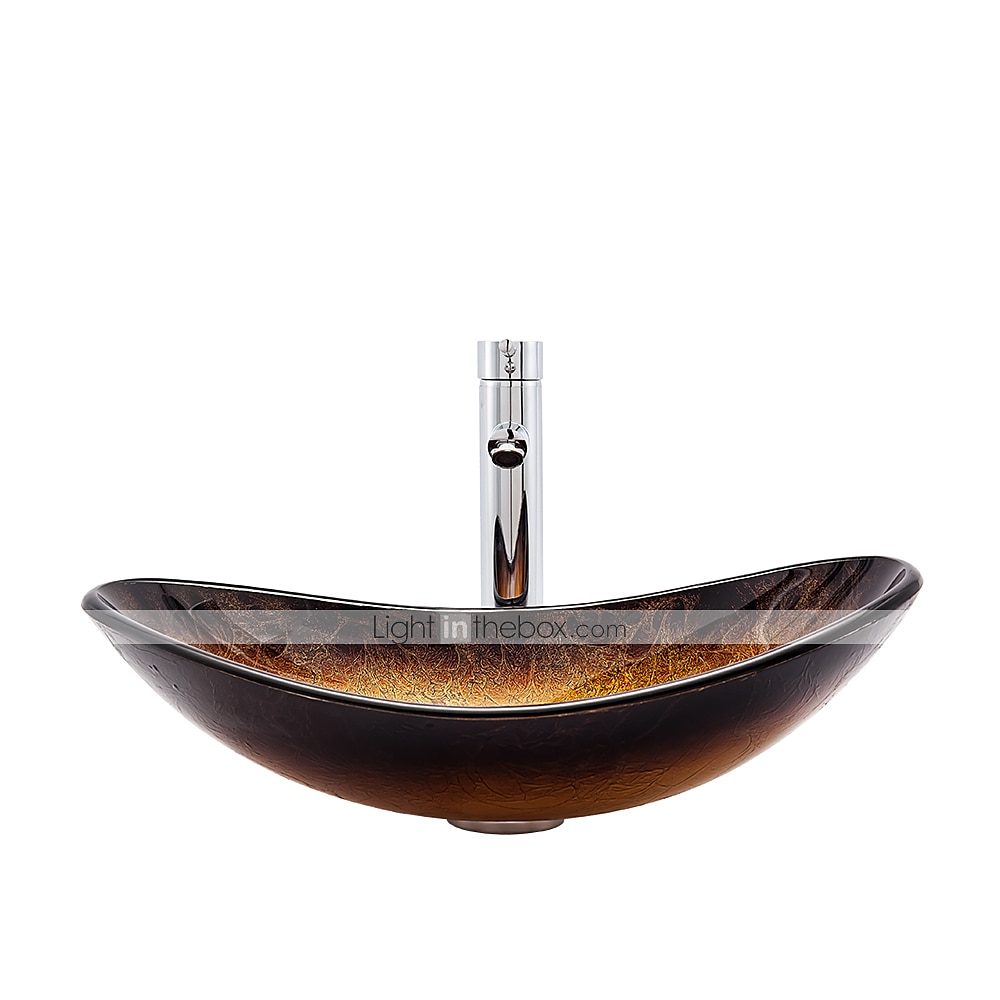 Bathroom Sink / Bathroom Faucet / Bathroom Mounting Ring Contemporary - Tempered Glass Rectangular Vessel Sink 2025 - CAD $287.99 –P5