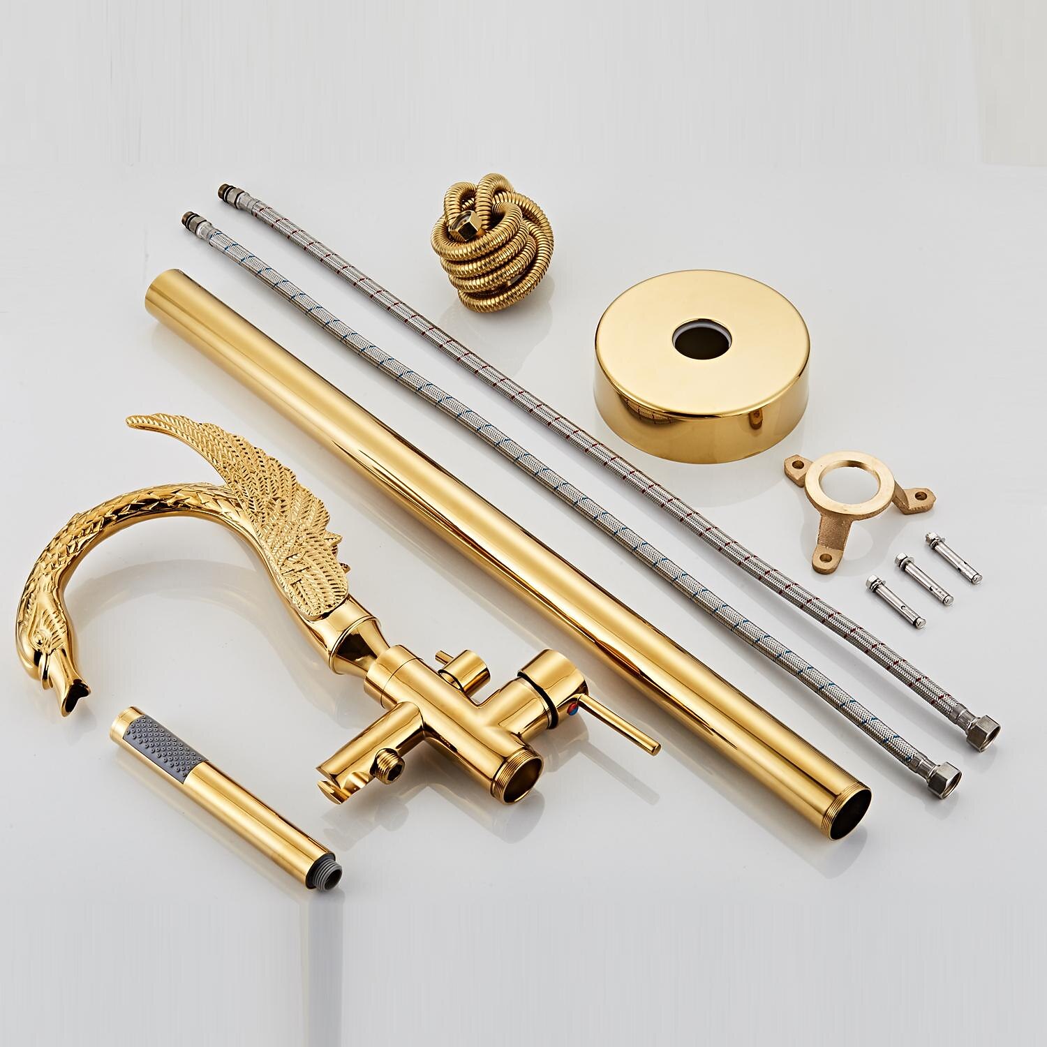Bathtub Faucet - Contemporary Chrome Floor Mounted Ceramic Valve Bath Shower Mixer Taps 2025 - CAD $637.99 –P2