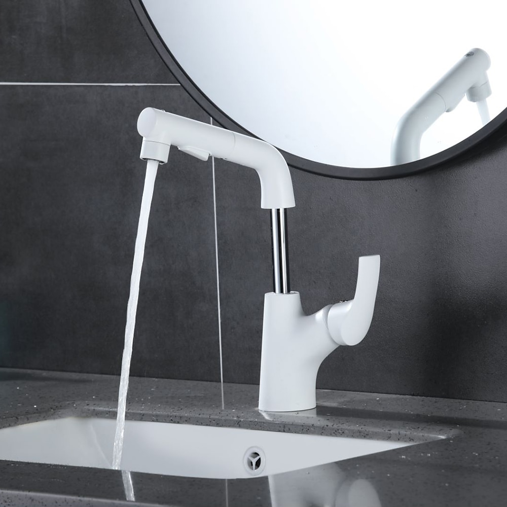 Bathroom Sink Faucet - Rotatable / Pull out Chrome / Electroplated / Painted Finishes Centerset Single Handle One HoleBath Taps 2025 - CAD $135.99 –P3
