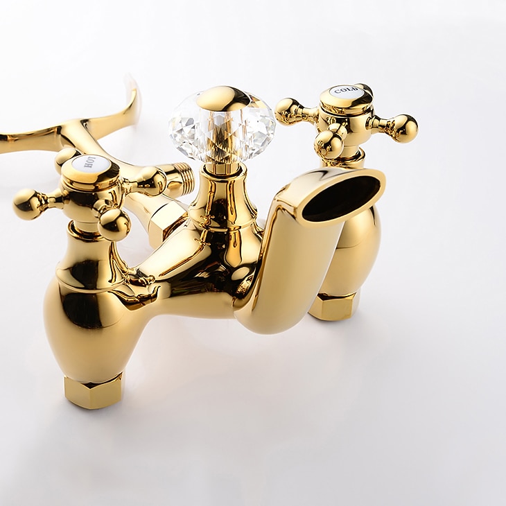 Bathtub Faucet - Modern Contemporary Electroplated Roman Tub Ceramic Valve Bath Shower Mixer Taps 2025 - CAD $303.99 –P12