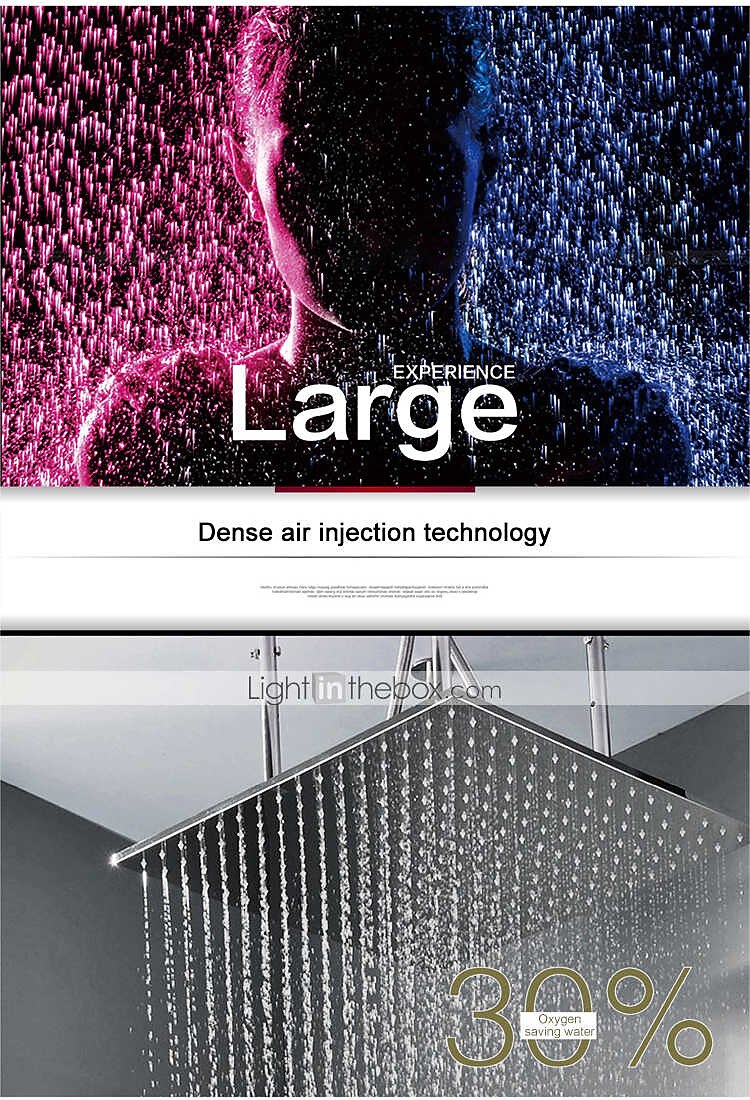 580*500 Chrome Shower Faucets Sets Complete with Stainless Steel Shower Head and Solid Brass Handshower Ceiling Mounted Rainfall Shower Head System Contain Shower Faucet Rough-in Valve Body and Trim 2025 - CAD $637.99 –P3