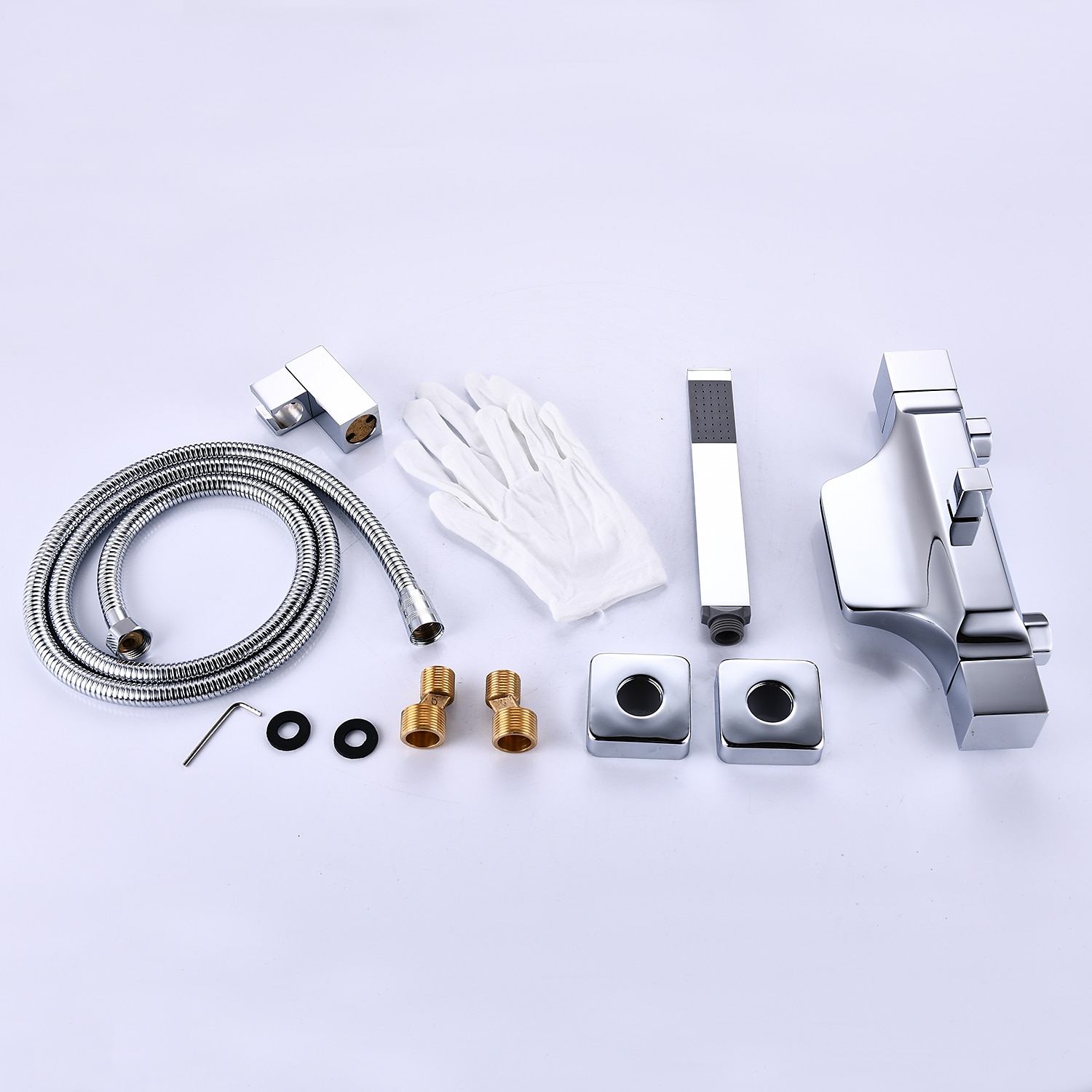 Bathtub Faucet - Contemporary Electroplated Wall Mounted Ceramic Valve Bath Shower Mixer Taps 2025 - CAD $271.99 –P15