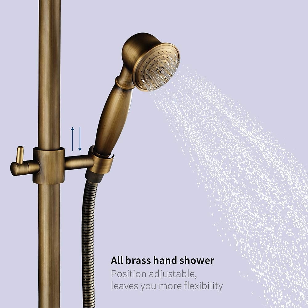 Shower FaucetShower System SetBrass Single Handle Three Holes Rainfall Wall Mounted Shower System Ceramic Valve Bath Shower Mixer Taps with Hot and Cold Water Switch 2025 - CAD $303.99 –P3