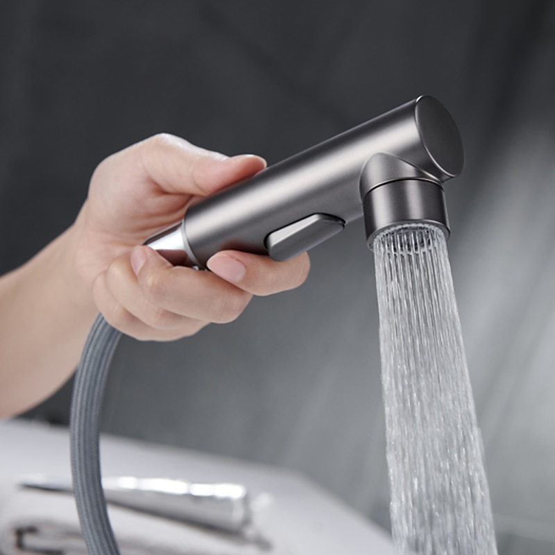Bathroom Sink Faucet with Pull Out Spray,Brass 3-modes Electroplated / Painted Finishes Centerset Single Handle One Hole Lavatory Rotating Spout for Cold and Hot Water Bath Taps 2025 - CAD $119.99 –P8