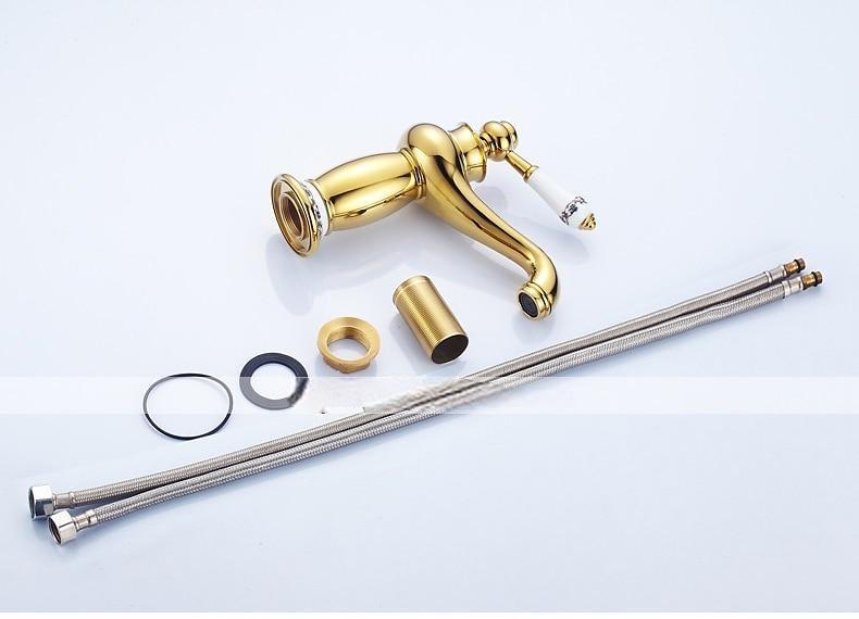 Bathroom Sink Faucet,Single Handle One Hole Brass Standard Spout,Brass Vintage Bathroom Sink Faucet Contain with Hot and Cold Water 2025 - CAD $87.99 –P7