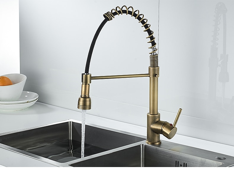 Kitchen FaucetBrass Pull-out/Pull-down Rotatable Single Handle One Hole Multi-function Water Mode Brass Kitchen Taps with Soap Dispenser 2025 - CAD $143.99 –P11