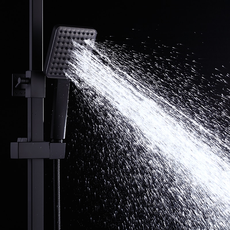 Shower System Faucet Set Wall Mounted 9 inch Rainfall Shower Head Handshower Handheld Sprayer with Holder Electroplated / Painted Finishes Mount Inside Ceramic Valve Bath Shower 2025 - CAD $328.99 –P10