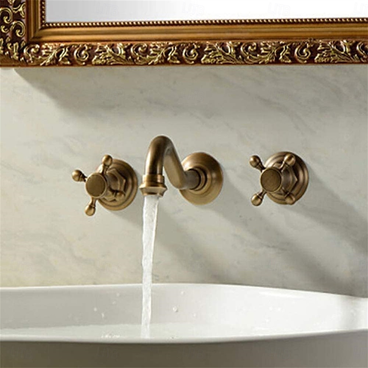 Classic Utility Sink Laundry Faucet Wall Mount Two Handles Three Holes Wash Basin Tap with Hot and Cold Water Hoses Laundry Tub Pot Filler Commercial Faucet in Oil Rubbed Bronze Antique Copper 2025 - CAD $95.99 –P3