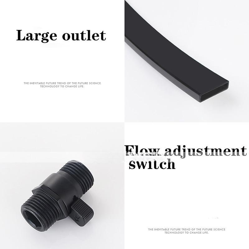 Wall Mounted Bathroom Sink Faucet,New Design Waterfall Black Single Handle Two Holes Bath Taps with Large Outlet and Flow Adjustable Switch and Hot/Cold Switch 2025 - CAD $366.99 –P9