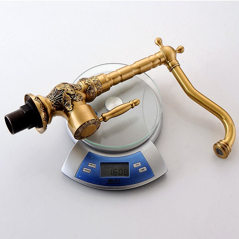 Kitchen faucet - Single Handle One Hole Antique Brass Standard Spout Centerset Retro Vintage Kitchen Taps 2025 - CAD $159.99 –P6