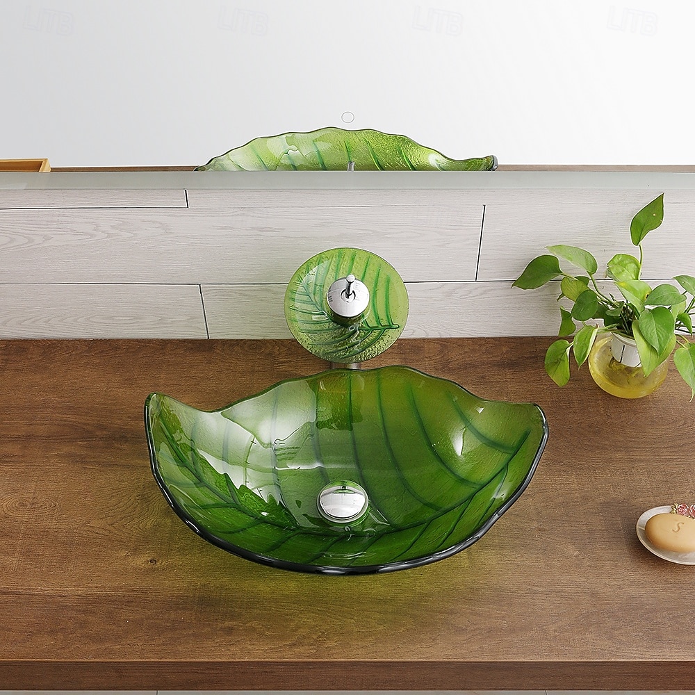 Vessel Sink for Bathroom Modern Leaf Style Bathroom Vanity Sinks Above Counter Countertop Basin sink 2025 - CAD $558.99 –P5