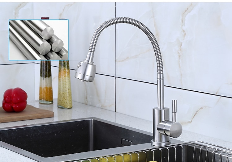 304 Stainless Steel Cold and Hot Water Kitchen Faucet Kitchen Mixers Kitchen Sink Tap 360 Degree Swivel Flexible Hose Basin Faucet 2025 - CAD $59.99 –P3