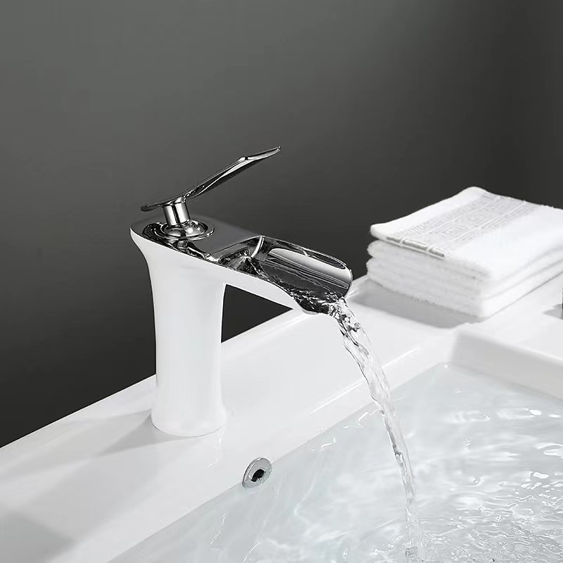 Waterfall Bathroom Sink Mixer Faucet 4.7" Spout, Mono Wash Basin Single Handle Basin Taps Washroom with Hot and Cold Hose, Monobloc Vessel Water Brass Tap Deck Mounted 2025 - CAD $87.99 –P17