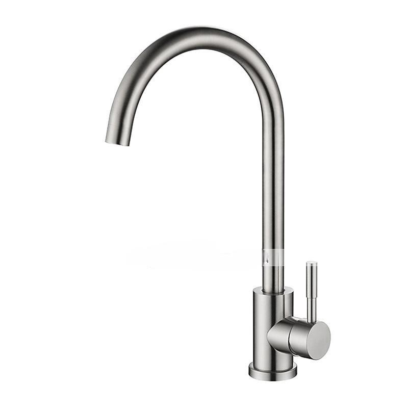 Stainless Steel Kitchen FaucetNickel Brushed Free Standing Single Handle One Hole Standard Spout High Arc 360° Rotatable Bathroom Sink Faucet with Hot and Cold Water Switch 2025 - CAD $52.99 –P10