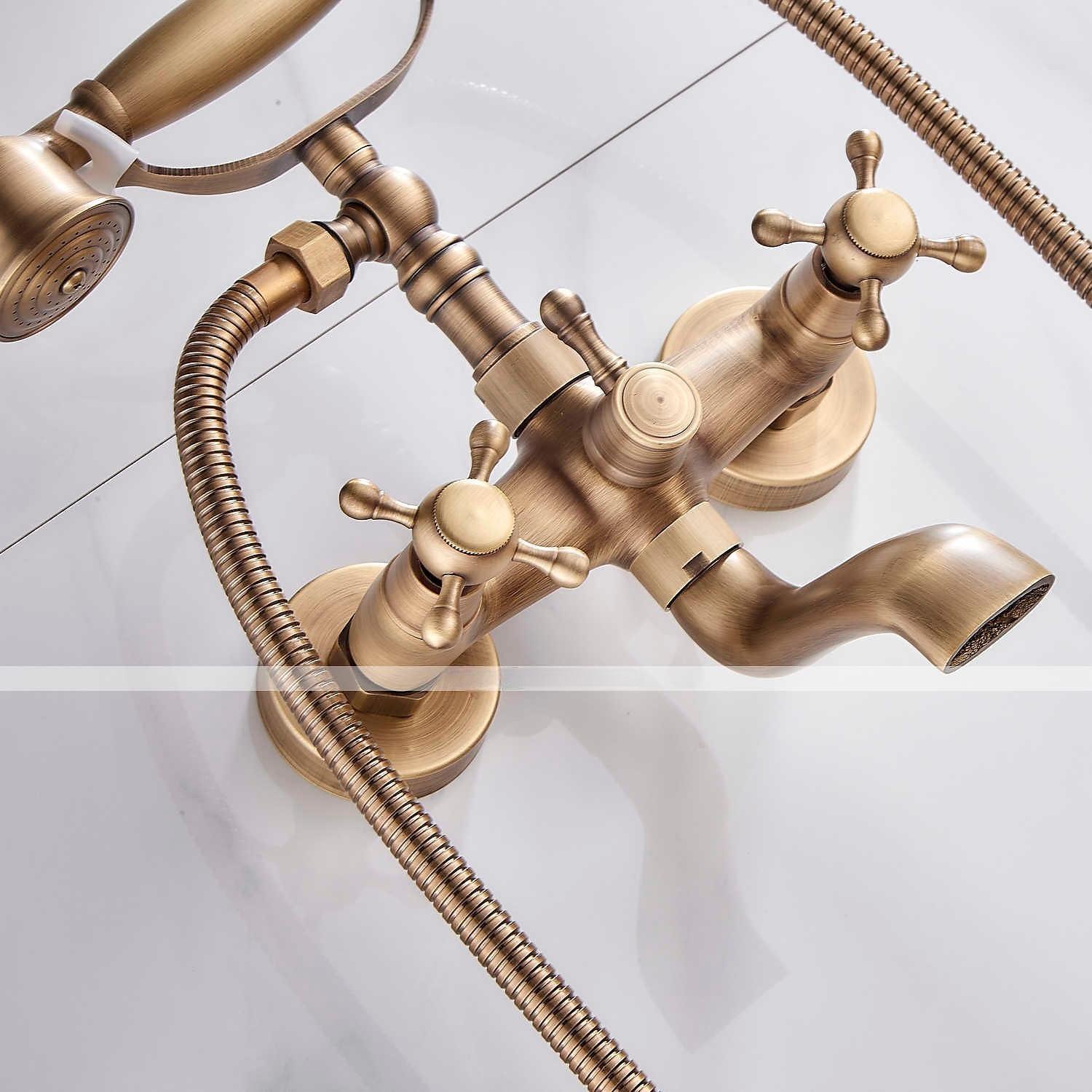 Bathtub FaucetWall Mounted Brass Rainfall Shower Mixer Taps Contain with Handshower and Cold/Hot Water 2025 - CAD $159.99 –P3