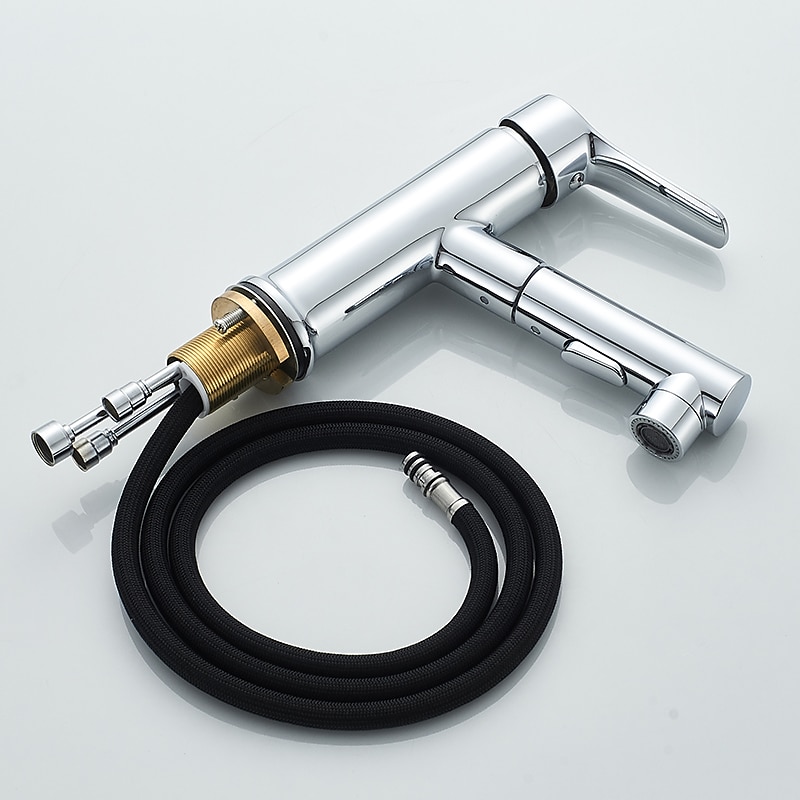 Bathroom Sink Faucet - Pull out / Pullout Spray Electroplated / Painted Finishes Centerset Single Handle Two HolesBath Taps / Brass 2025 - CAD $79.99 –P2