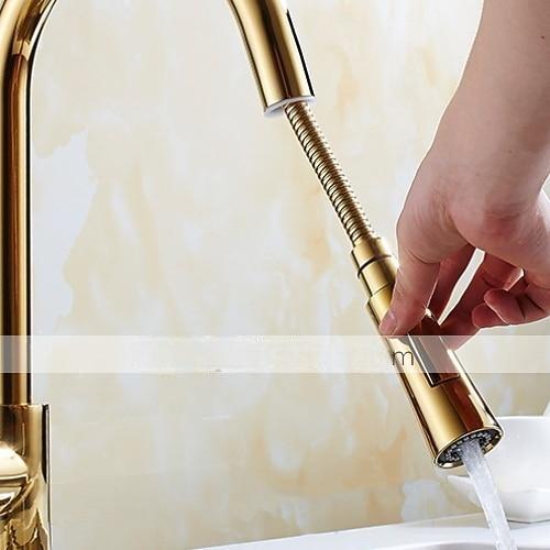 Kitchen Faucet - Single Handle One Hole Electroplated Pull-Out / ­Pull-Down / Tall / ­High Arc Free Standing Ordinary Kitchen Taps 2025 - CAD $127.99 –P2