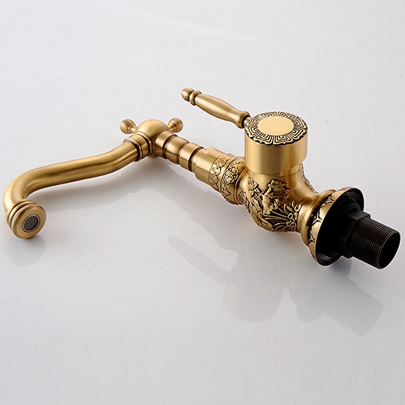Kitchen faucet - Single Handle One Hole Antique Brass Standard Spout Centerset Retro Vintage Kitchen Taps 2025 - CAD $159.99 –P5