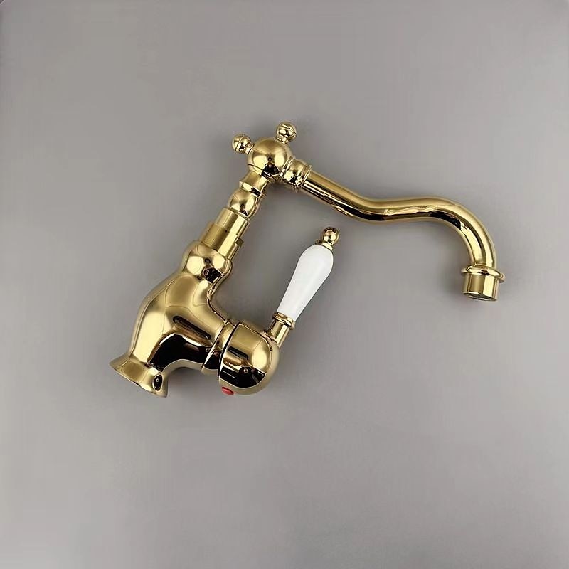 Mono Bathroom Sink Mixer Faucet Brass, Deck Mounted Single Lever Basin Taps Ceramic Handle Tap, One Hole Cold and Hot Hose Vessel Faucets 2025 - CAD $79.99 –P2