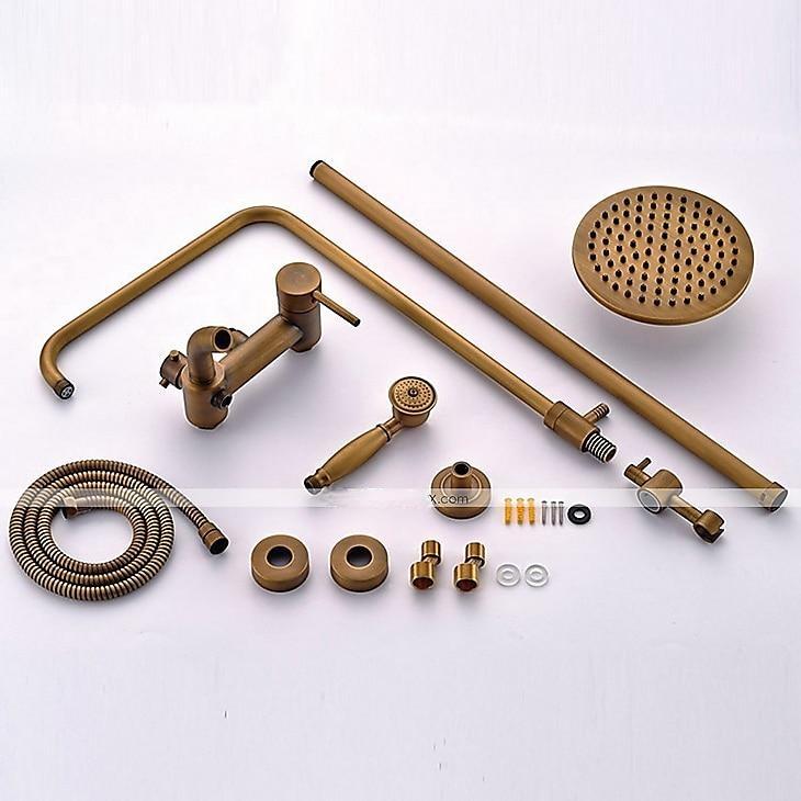 Vintage Shower Faucet Set 8" Shower Head Shower System Retro Rainfall Head Antique Copper Shower System with Shower Handheld Sprayer Brass Valve Bath Shower Mixer Taps 2025 - CAD $295.99 –P2
