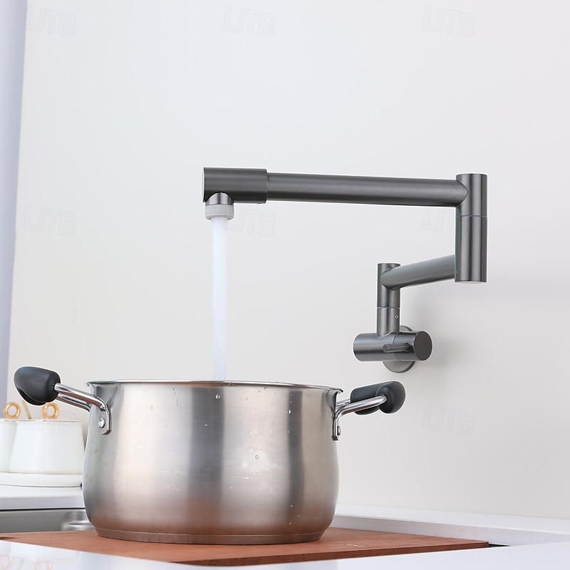Kitchen faucet - Single Handle One Hole Nickel Brushed / Stainless Steel Standard Spout / Pot Filler Wall Mounted Modern Contemporary Kitchen Taps 2025 - CAD $143.99 –P6