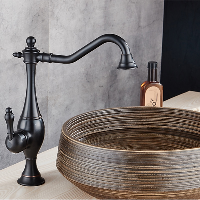 Kitchen FaucetHigh Arc Single Handle One Hole Rotatable Standard Spout Retro Kitchen Taps(Antique Brass/ORB) 2025 - CAD $151.99 –P9