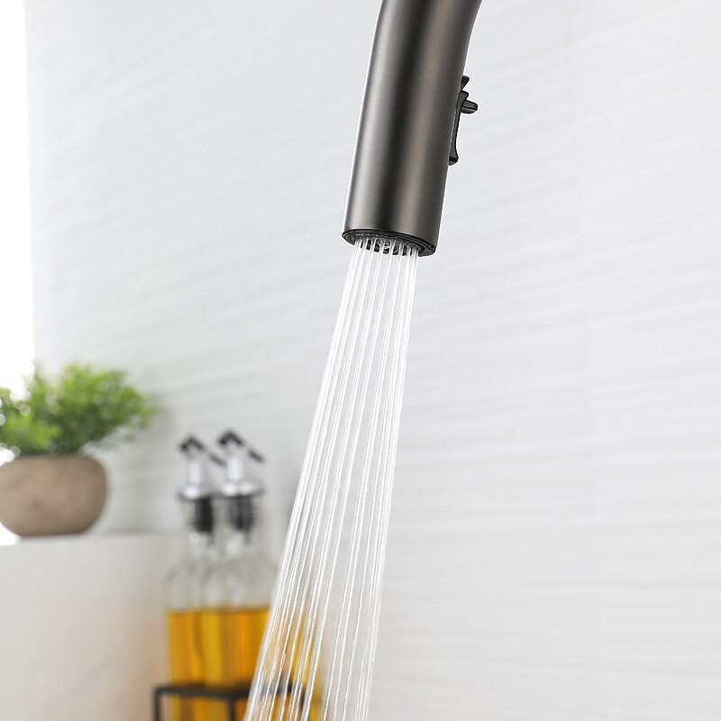 Kitchen Faucet with Pull-out Spray - Single Handle One Hole Electroplated / Painted Finishes Pull-out / Pull-down / Standard Spout / Tall / High Arc Centerset Modern Contemporary Kitchen Taps 2025 - CAD $131.18 –P6