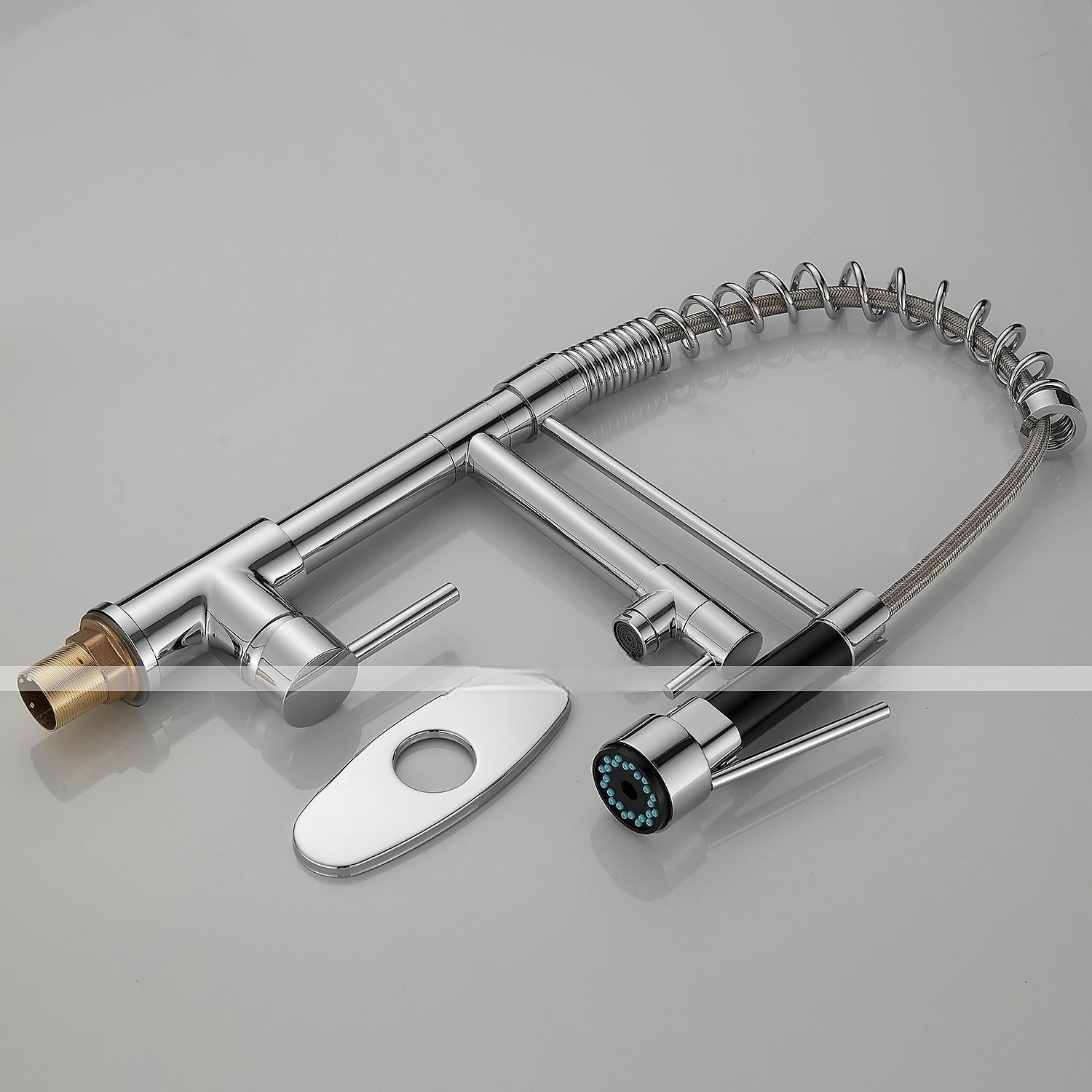 Kitchen Faucet with Pullout Spray and Soap Dispenser Sets Single Handle Two Holes Pull Out/Rotatable/Multifunction Standard Spout Brass Tall-High Arc Deck Mounted Kitchen Faucet 2025 - CAD $159.99 –P7