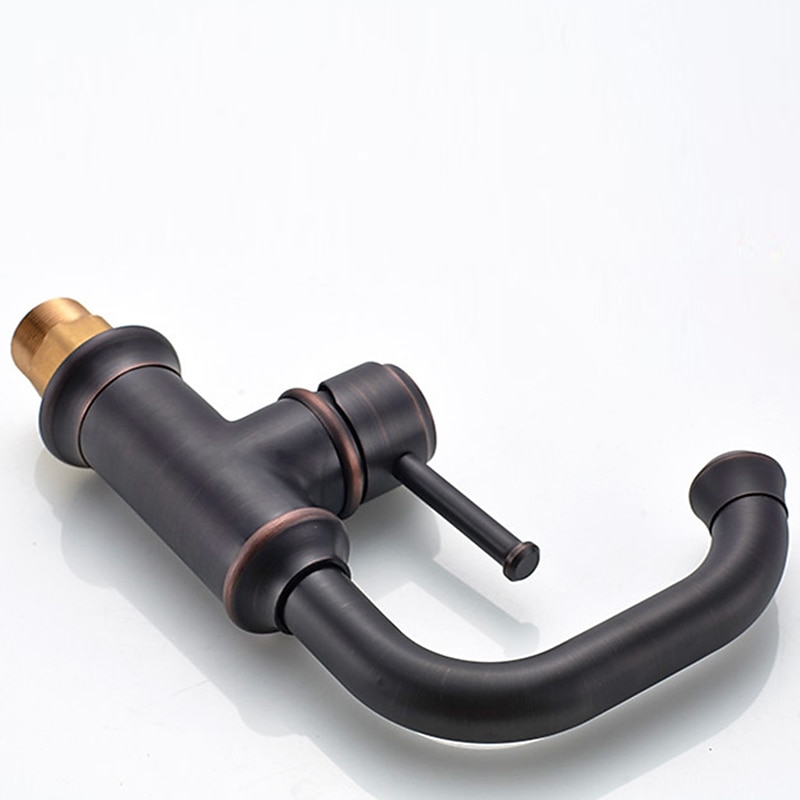Bathroom Sink Mixer Faucet Vintage Deck Mounted, 360 Swivel Rotatable Single Handle One Hole Monobloc Washroom Basin Taps with Hot and Cold Water Hose Antique Brass ORB 2025 - CAD $111.99 –P10
