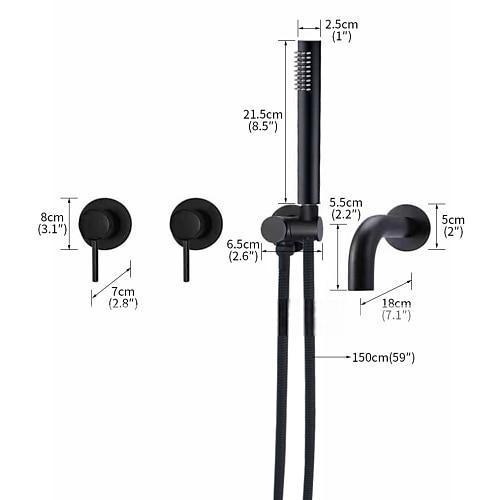 Bathtub FaucetBrass Painted Finishes Black Split Bathtub Faucet with Hand-held Water Outlet and Wall Entry 2025 - CAD $191.99 –P1