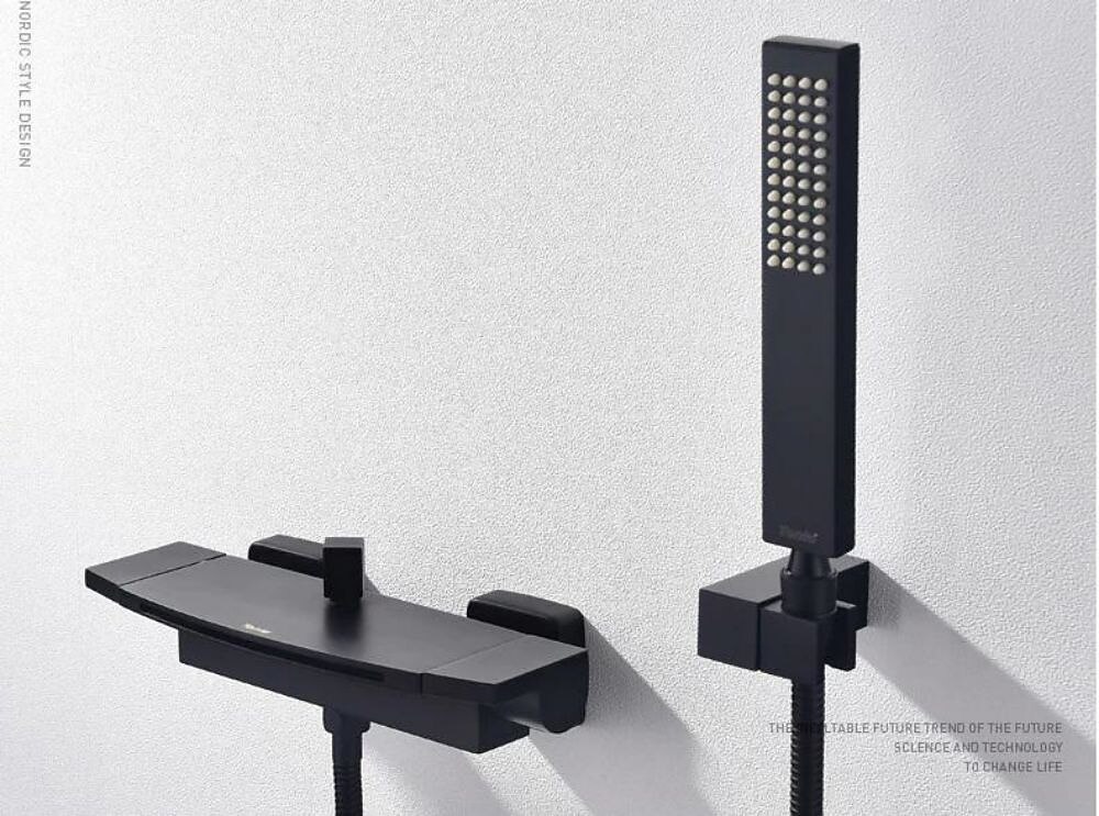 Waterfall Bathtub Faucet Bathroom Faucet Set Brass Wall Mounted Shower Facuet With Rain Hand Shower Waterfall Spout Tap 2025 - CAD $287.99 –P19