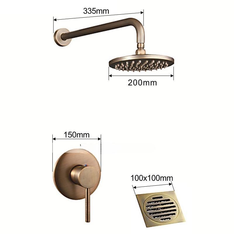 Vintage Concealed Shower Faucet Combo Set 8" Shower Head Shower System Mixer Rough In Valve Rainfall High Pressure Head with Drain Wall Monted Tub and Shower Trim Kit Bathroom Bath 2025 - CAD $167.99 –P1