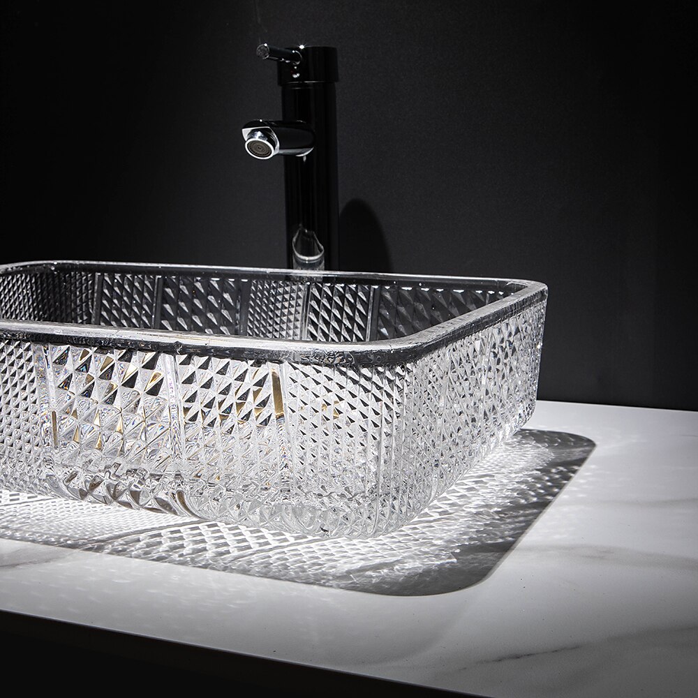 The modern light luxury transparent art rectangular die-cast glass wash basin with faucet sink 2025 - CAD $328.99 –P13