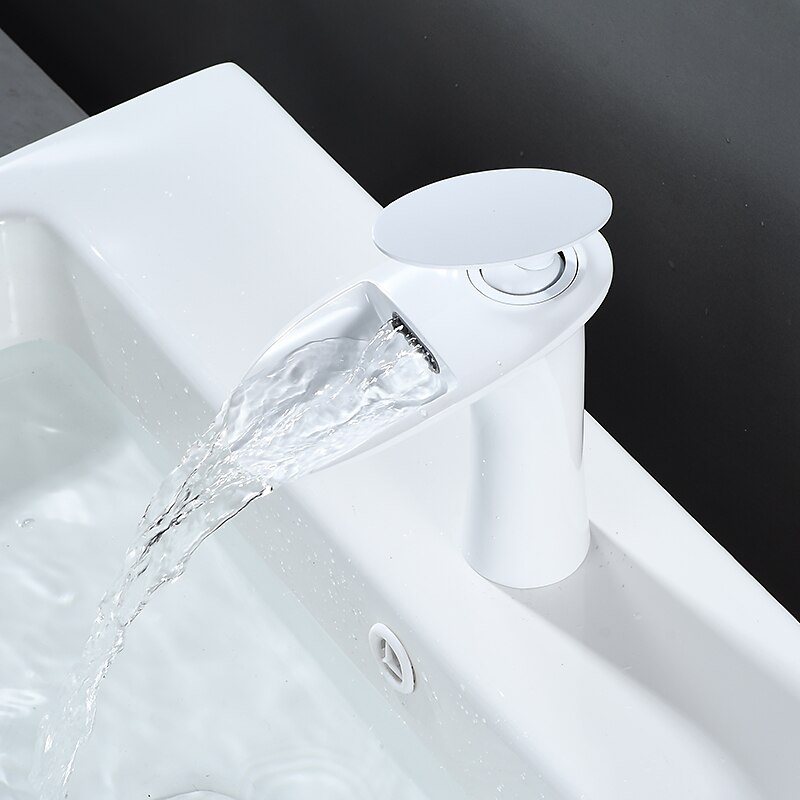 Bathroom Sink Faucet - Waterfall Electroplated / Painted Finishes Centerset Single Handle One HoleBath Taps 2025 - CAD $103.99 –P15