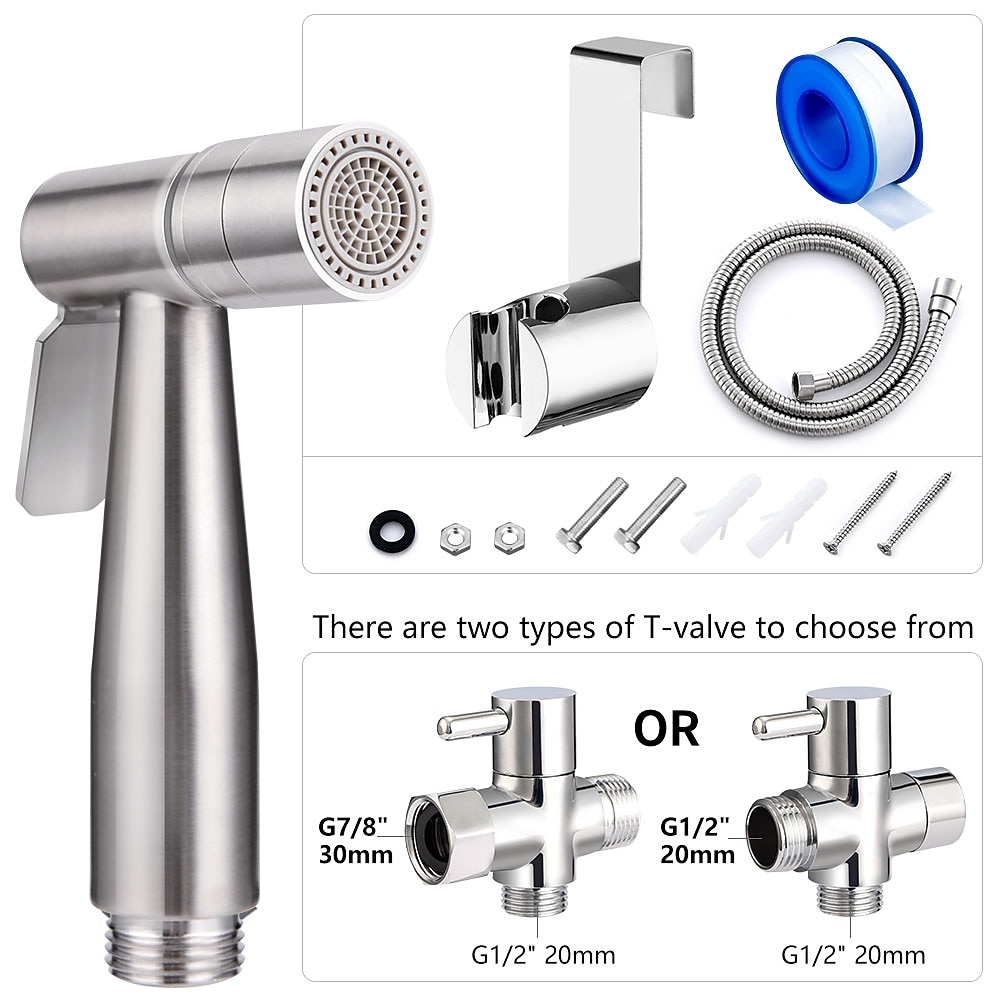Two Ways 304 Stainless Steel Toilet Handheld Shattaf Bidet Sprayer Shower Heads Set Shower Faucet Accessories Muslim Shower G1/2 or G7/8 2025 - CAD $47.99 –P6