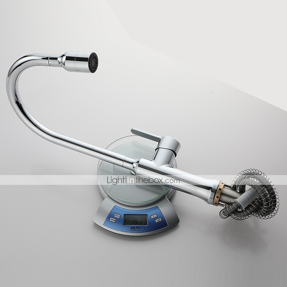 Kitchen Sink Mixer Faucet Tall with Pull Out Sprayer 360 Swivel Single Handle High Arc Kitchen Taps Deck Mounted One Hole Brass Kitchen Sink Faucet Water Vessel Taps 2025 - CAD $143.99 –P1