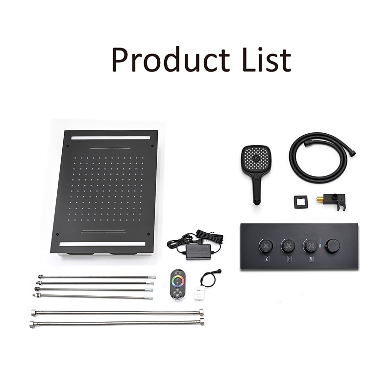 Shower FaucetRainfall Shower Head System / Thermostatic Mixer valve Set - Rainfall Shower Contemporary Painted Finishes Mount Inside Brass Valve Bath Shower Mixer Taps 2025 - CAD $956.99 –P1