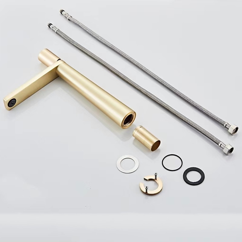 Bathroom Sink Mixer Faucet Tall, Monobloc Washroom Basin Taps Single Handle One Hole Deck Mounted, with Hot and Cold Hose, Brass Vessel Taps 2025 - CAD $127.99 –P6