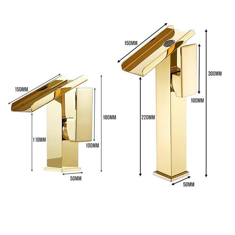 Waterfall Bathroom Sink Mixer Faucet Tall, Basin Taps Single Handle Deck Mounted with Cold and Hot Hose 2025 - CAD $95.99 –P2
