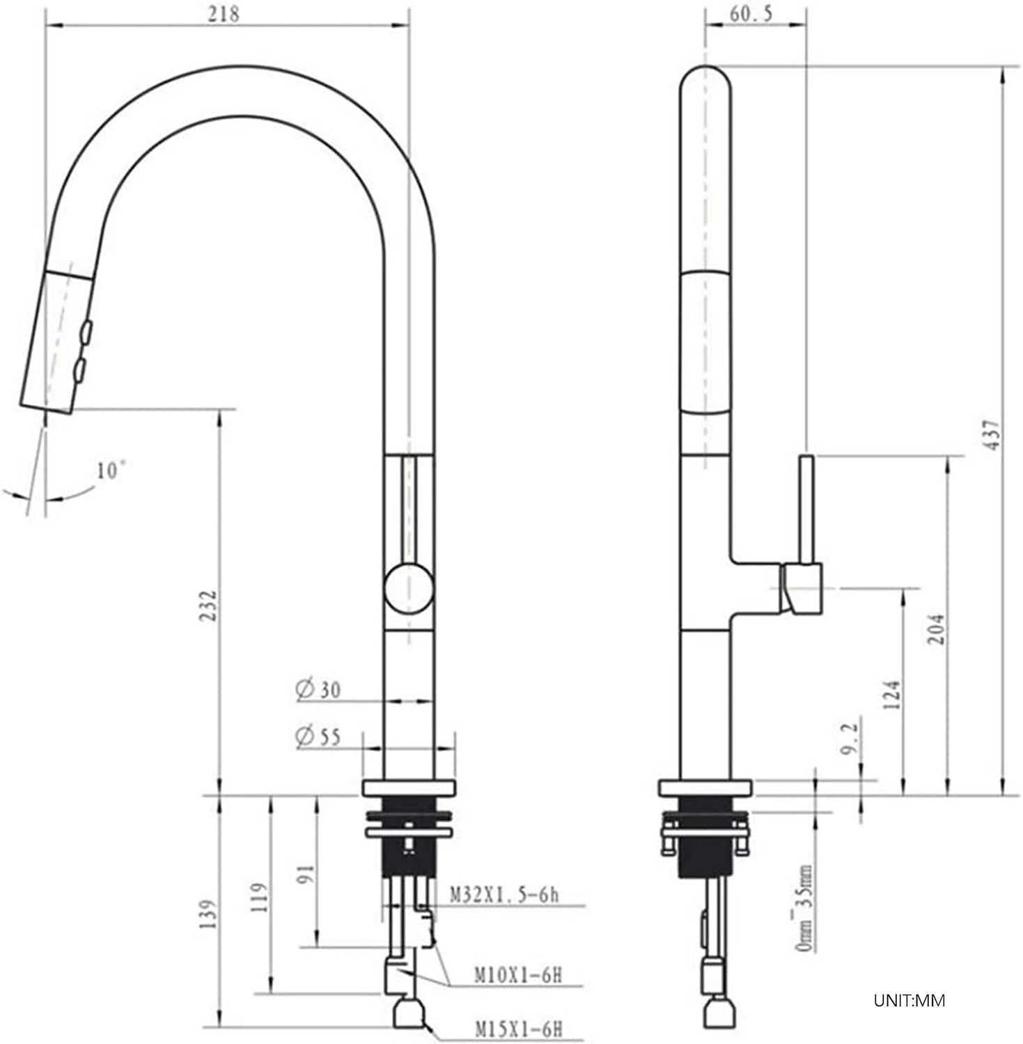 Kitchen Sink Mixer Faucet with Pull Out Sprayer Contemporary 360 Rotatable Pull Down Single Handle One Hole High Arc Antique Kitchen Taps Adjustable Cold and Hot Water Hose 2025 - CAD $127.99 –P5