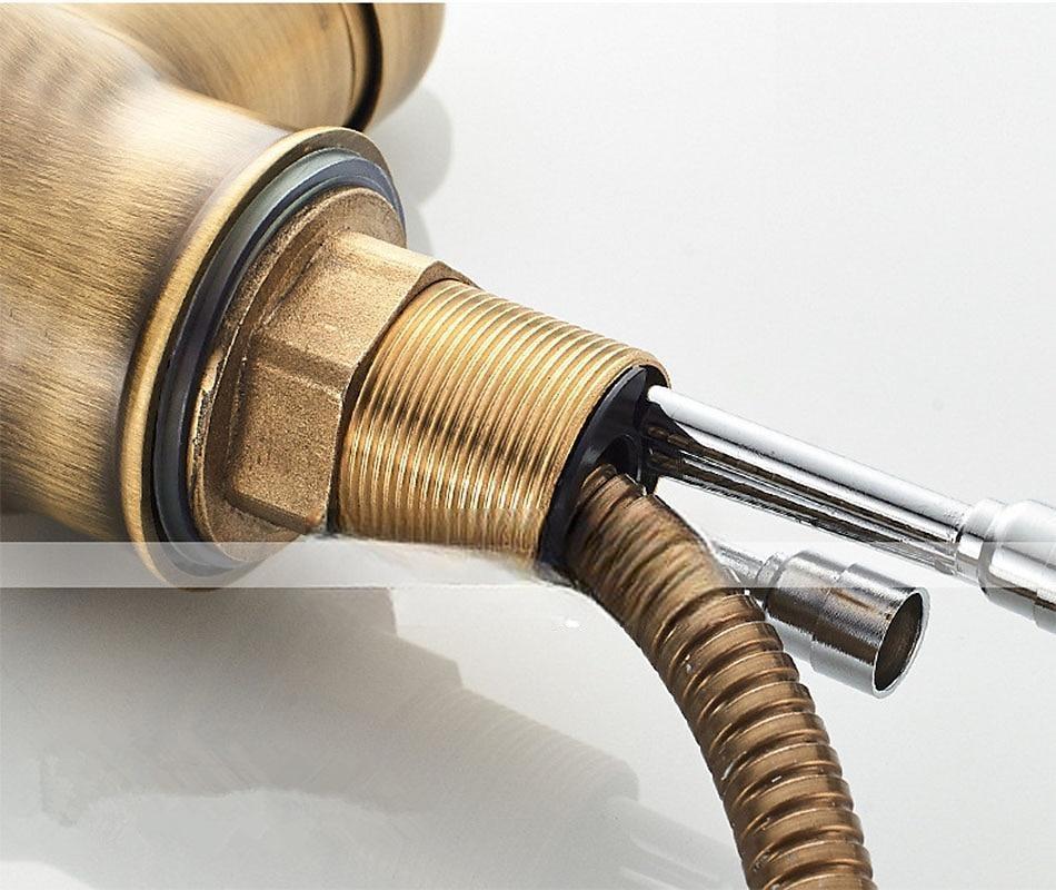 Kitchen Sink Mixer Faucet with Pull Out Spray 360 Swivel Pull Down Vessel Taps Antique Brass/Black Deck Mounted Antique Single Handle One Hole Kitchen Taps 2025 - CAD $151.97 –P10