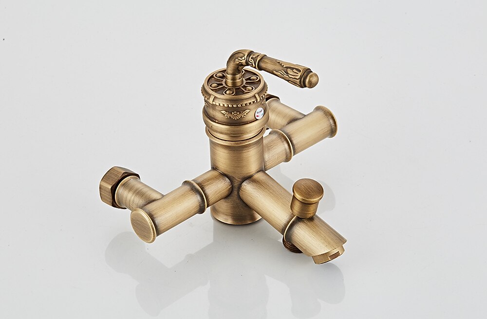 Shower Faucet Set Wall Mounted Vintage Brass Shower System Handheld Sprayer with Tub Spout Cold and Hot Hose 2025 - CAD $127.99 –P6