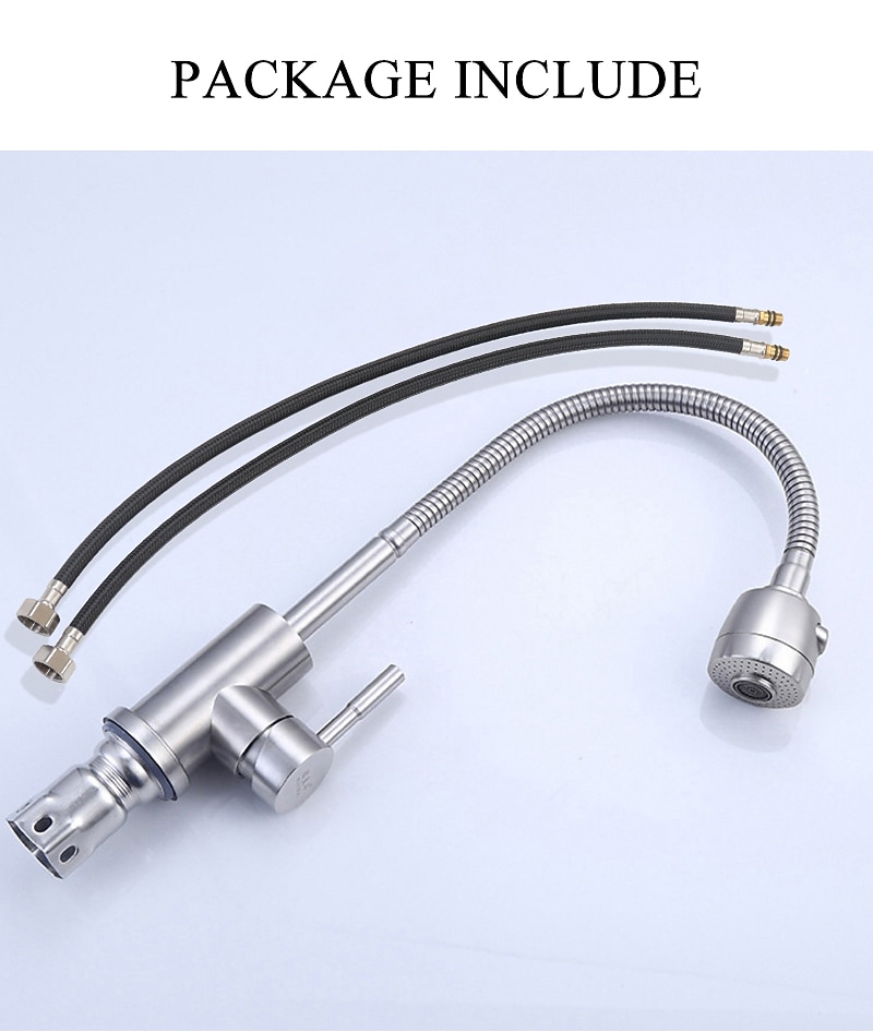 304 Stainless Steel Cold and Hot Water Kitchen Faucet Kitchen Mixers Kitchen Sink Tap 360 Degree Swivel Flexible Hose Basin Faucet 2025 - CAD $59.99 –P11